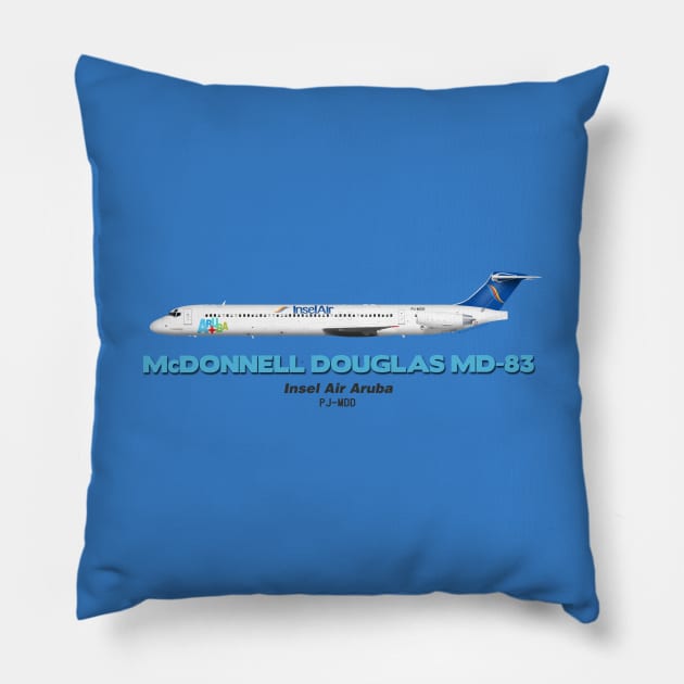 McDonnell Douglas MD-83 - Insel Air Aruba Pillow by TheArtofFlying