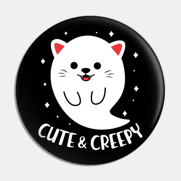 Funny Cute & Creepy Cat Ghost Halloween Pin by HCMGift