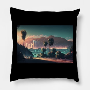 Colorful Hollywood Hills A Vibrant Urban Landscape Pillow