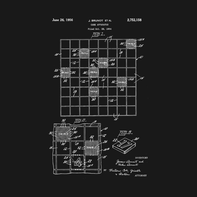 Scrabble Game Patent Blueprint Brunot by Rebus28