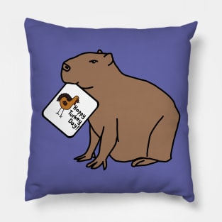 Capybara with Thanksgiving Turkey Greetings Pillow