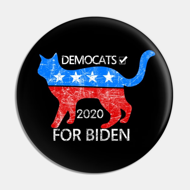 Democrat for Biden 2020 Presidential Cat Lover Pin by TeeCreations