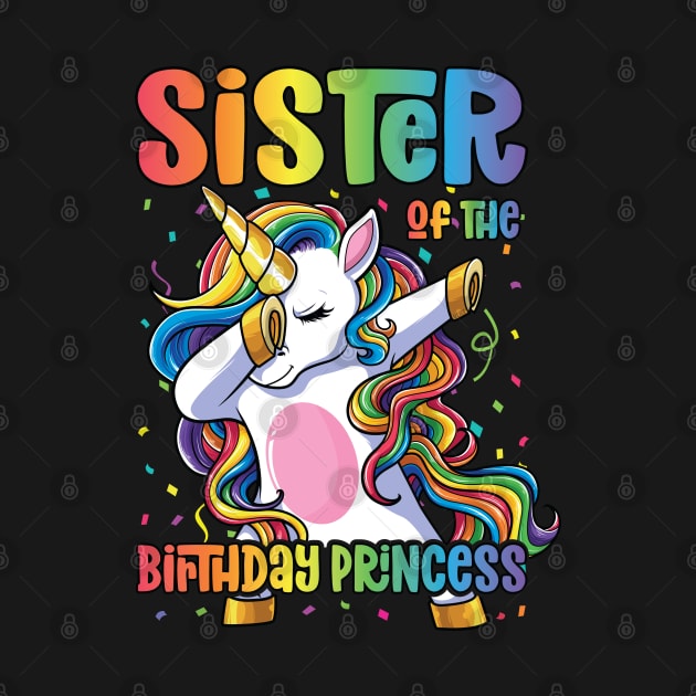 Sister of the Birthday Princess Dabbing Unicorn Girl by Pennelli Studio