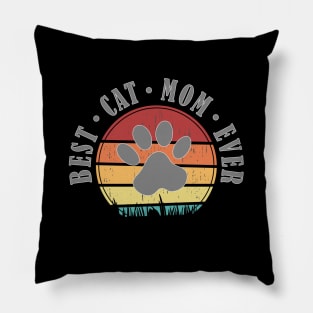 Best Cat Mom Ever Retro Sunset Vector Graphics Pillow