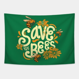 Save The Bees flowers nature honey bee lovers gift Tapestry