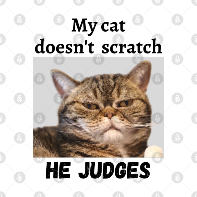 My cat doesn't scratch he judges by Artistic-fashion