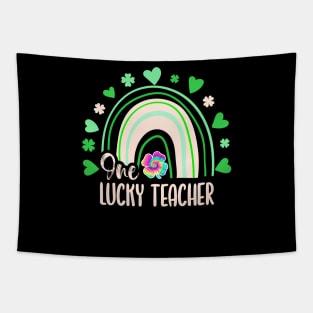 Tie Dye Rainbow Happy St Patricks Day One Lucky Teacher Shamrock Tapestry