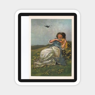 Mother And Child Vintage Art-Available As Art Prints-Mugs,Cases,Duvets,T Shirts,Stickers,etc Magnet