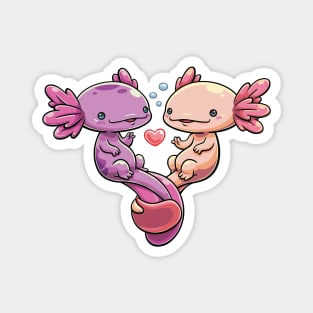 Amphibian Amore: Axolotl Sweethearts Magnet