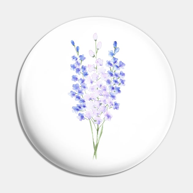 Delphiniums, floral watercolor painting - Loose Floral Watercolor Painting  - Pin