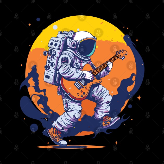 Space Traveller on Distant Planet with Guitar by Graphic Duster