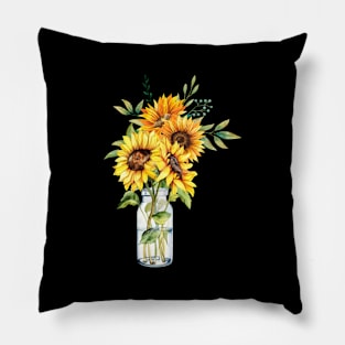 Sunflower Flora Minimalist Vintage Positive Japanese Pillow