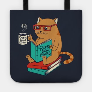 Cat coffee books Tote