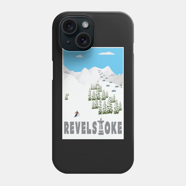 Revelstoke, B.C. Canada, Ski Poster Phone Case by BokeeLee