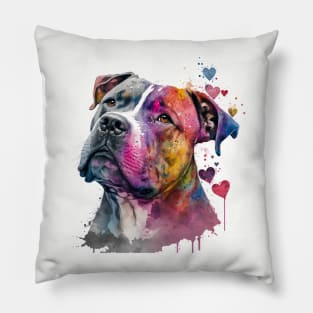 Valentines Pitbull art - Unleashing love, one wag at a time Pillow