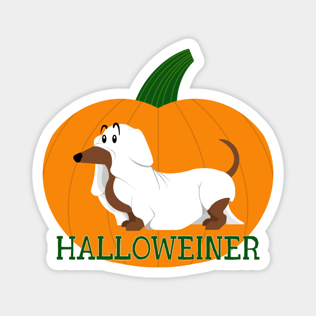 Halloweiner - cute funny Halloween dachshund dog puppy ghost Magnet by WatershipBound
