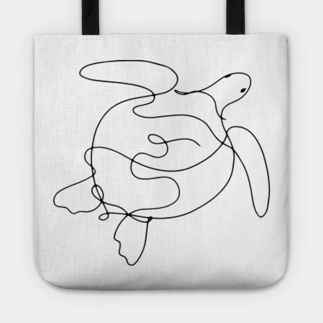 Turtle Swimming One Line Art Black Turtle Tote Teepublic