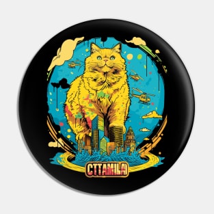 Catzilla Cat Strikes Fear Pin