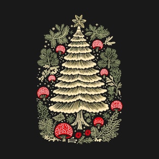 Christmas tree surrounded by mushrooms T-Shirt