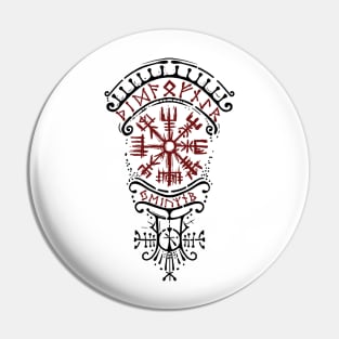 Vegvisir with nordic runes Pin