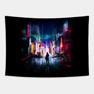 Tokyo Cyberpunk Japan Tapestry