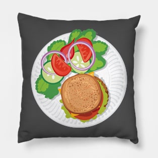 Burger and Veggies Pillow