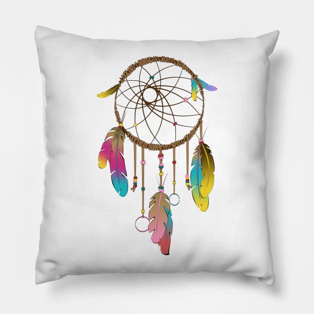 Dreamcatcher Rainbow Pillow by v.caia