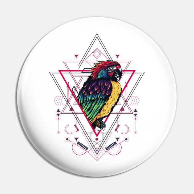 Parrot Sacred Geometry Pin by FunSillyShop