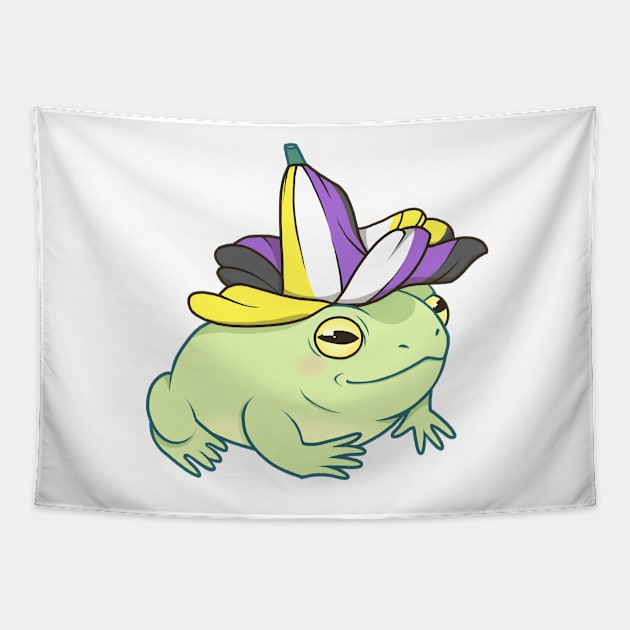 Nonbinary Pride Flower Frog Tapestry by saltuurn