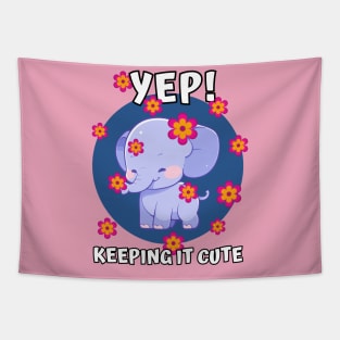 Yep! keeping it cute baby elephant showered in pink flowers Tapestry