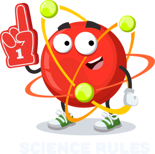 cartoon atom character mascot with the number 1 one sports fan hand glove SCIENCE rules Magnet