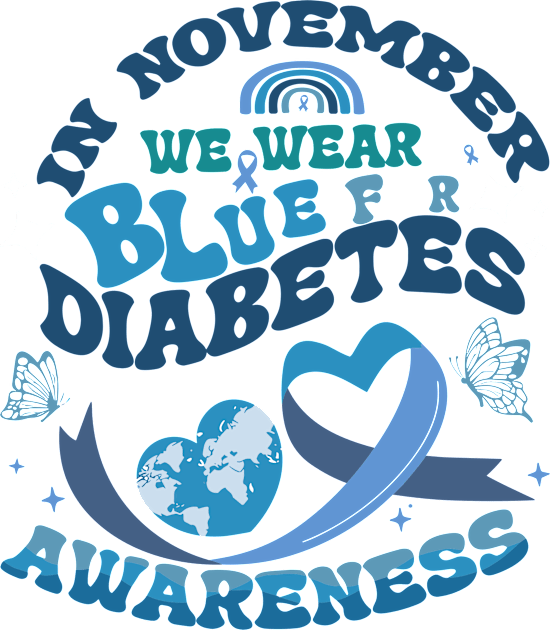 In November We Wear Blue Diabetes Awareness Month Gifts Kids T-Shirt by rhazi mode plagget