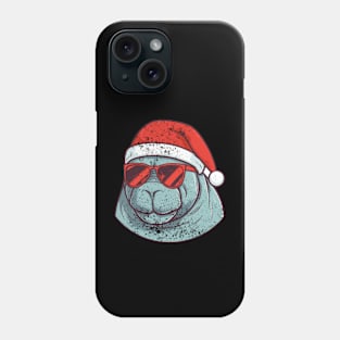 manatee in a Christmas hat distressed Phone Case