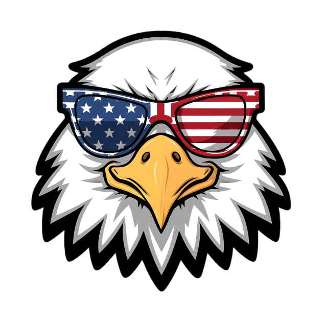 Eagle head with American flag sunglasses by Assia Art