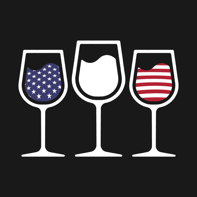 Wine Glass Us Flags 4th Of July T-shirt by crosszcp2