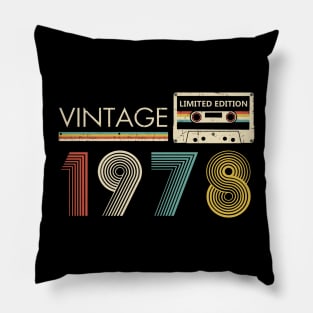 Vintage 1978 Limited Edition Cassette 45th Birthday Pillow