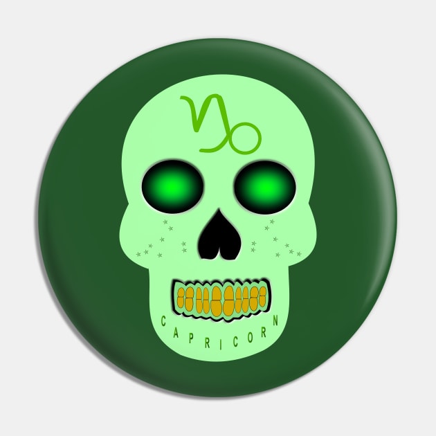 Star Sign Skull Capricorn Pin by Krystal Raven