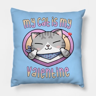 My cat is my Valentine Tabby Tuxedo Pillow