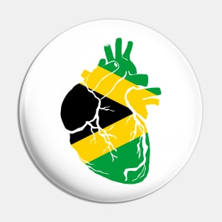 Anatomical heart design, Jamaican flag Pin