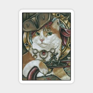 Pirate Cat - Orange and White - Cat Magnet