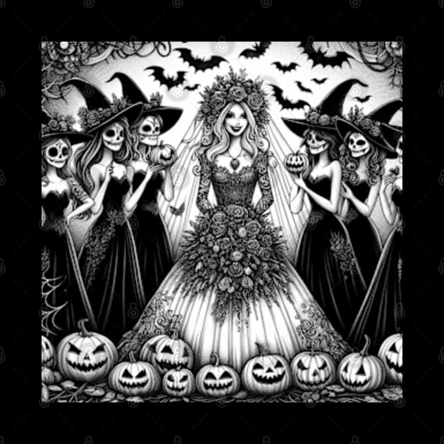 Halloween Bride and Bridesmaids by EverBride