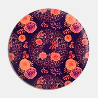 Mandalas and Roses Late Summer Evening Sunset Pin