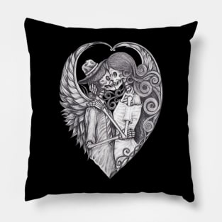 Skeleton lovers couple angel. Pillow