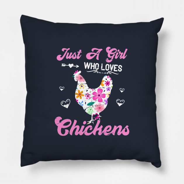 Just A Girl Who Loves Chickens, Girls Gift idea Farm Animals Lover, Pets Lover, I love Cows Pillow by kaza191