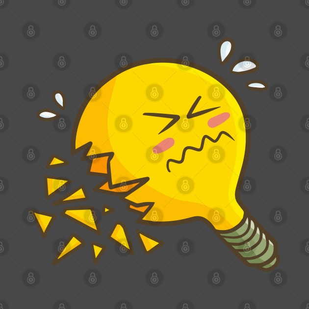 Funny broken light bulb by Jocularity Art