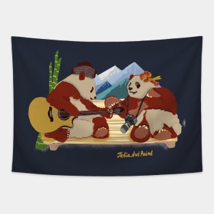 Two funny pandas Tapestry