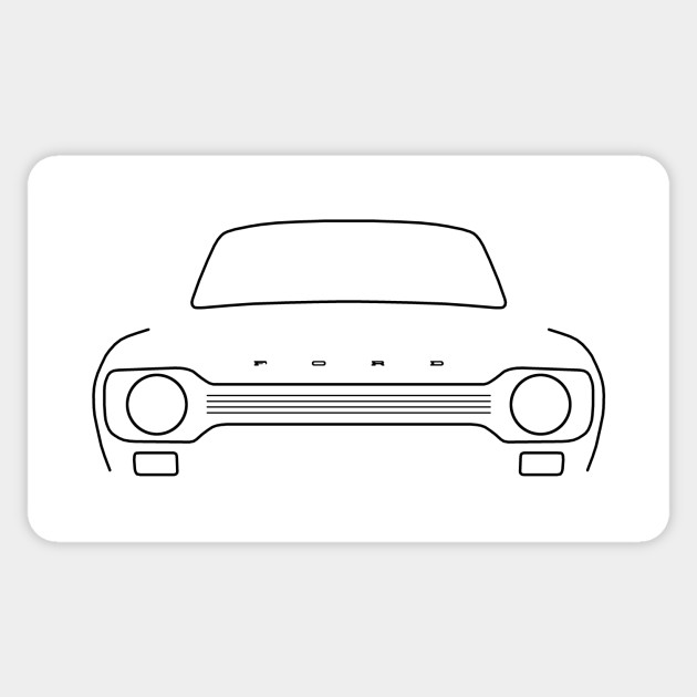 Ford Escort Mk1 Classic Car Outline Graphic Black Ford