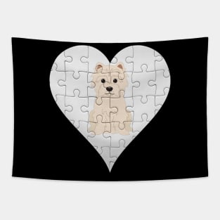 West Highland White Terrier Heart Jigsaw Pieces Design - Gift for West Highland White Terrier Lovers Tapestry