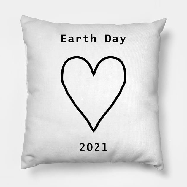 Black Line Heart for Earth Day 2021 Pillow by ellenhenryart