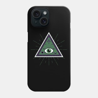 All Seeing eye - black with green eye Phone Case